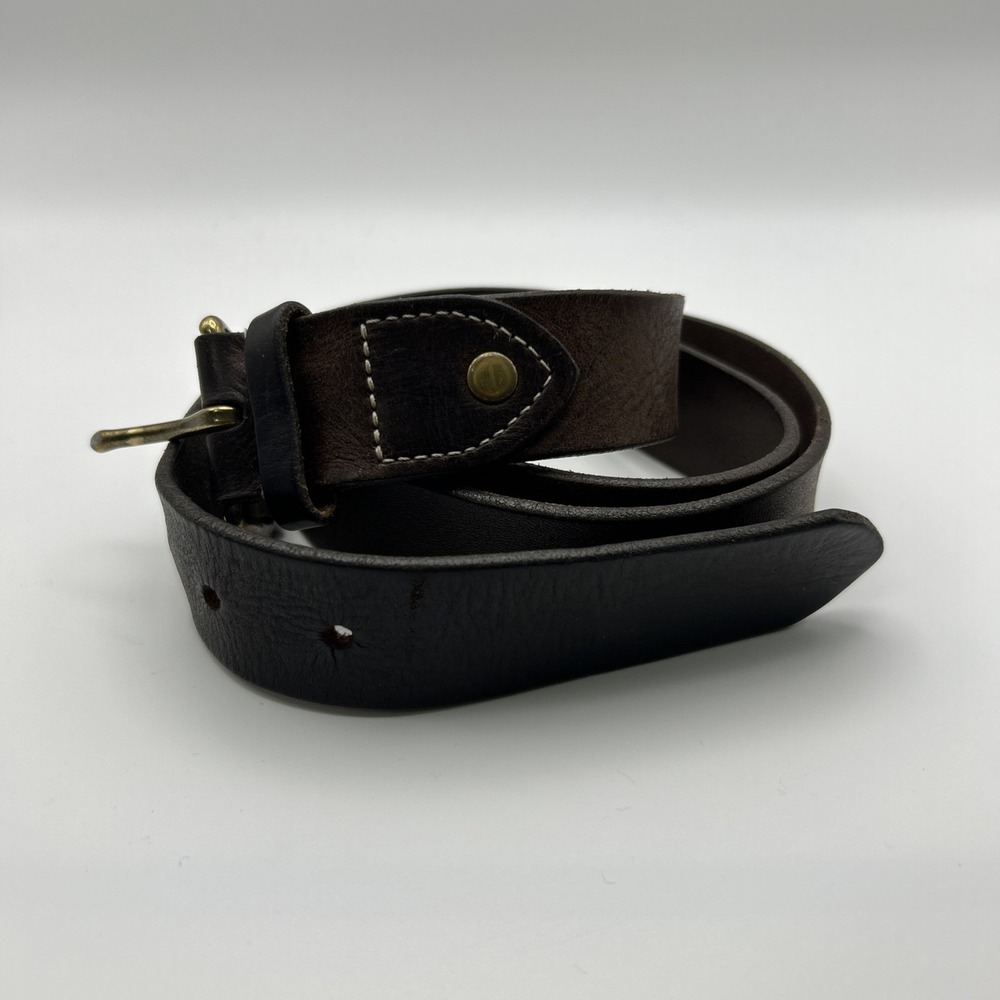 J Crew Italian‎ Leather Belt Brown Roller Buckle J9189 Made In USA